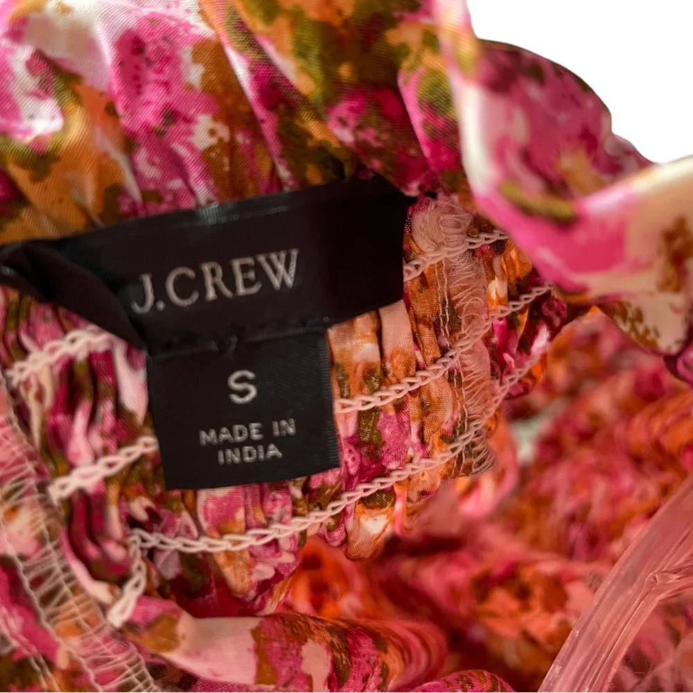 J.Crew Smocked neck puff-sleeve top in faded floral